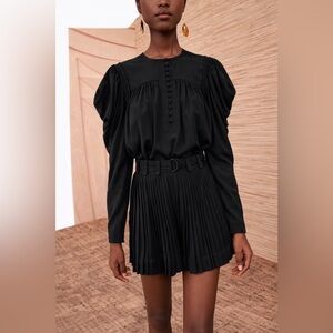 Ulla Johnson Lela Blouse – Black, Puff Sleeve, Button Detail, Size 6